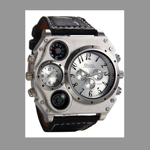 Other - Mens Tactical Big Face Watch Dual Time Zone Leather Strap Sport Watch